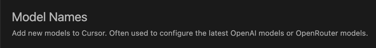 Model Selection in Cursor